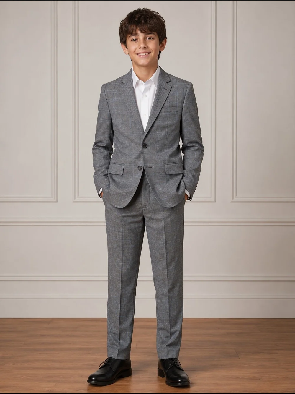 Van Heusen Boys' Gray Plaid Suit Jacket & Pants